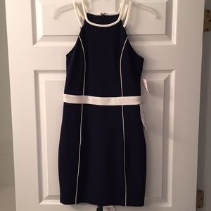 Guess Banded Navy Blue Sheath Dress